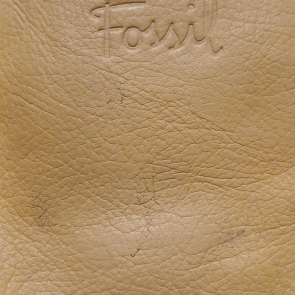 Fossil Yellow Leather Crossbody Bag Key Charm Zip Pockets - Picture 7 of 7